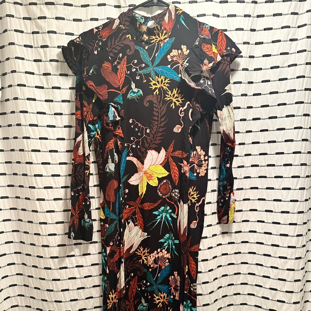 H&M Black dress with floral detailing